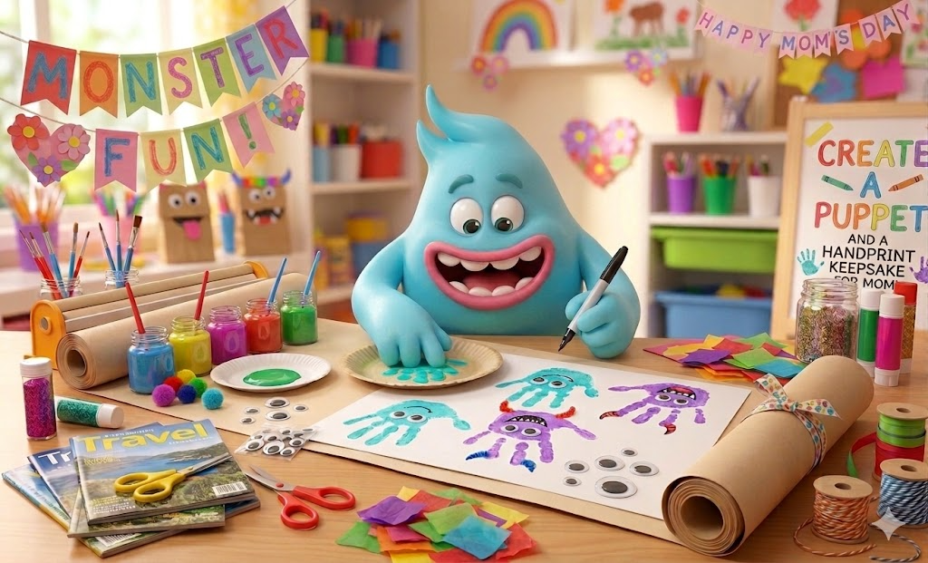 A cute monster doing Handprint Monsters: A Sentimental Keepsake