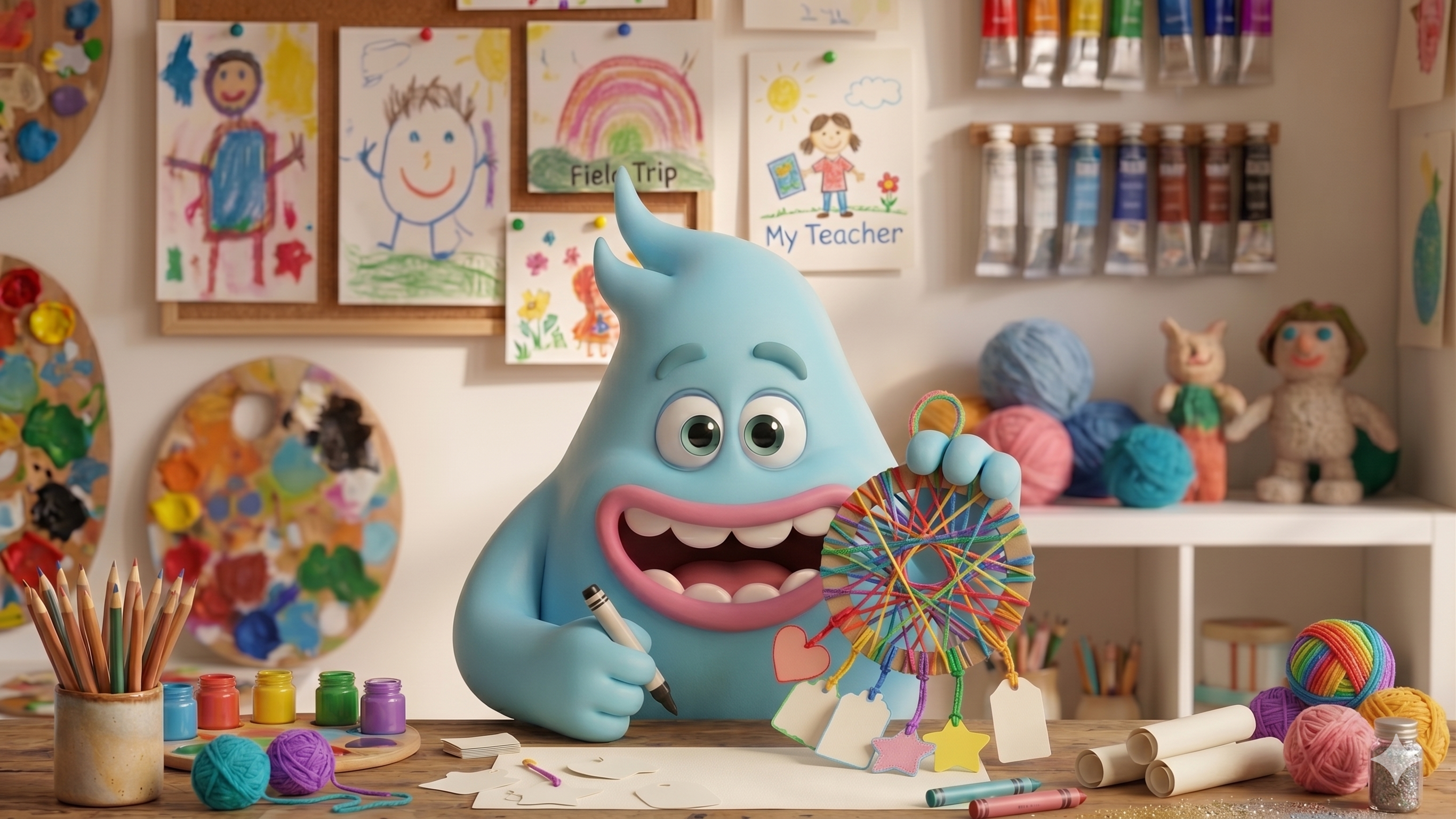 A cute monster doing The Creative Monster Guide to End of School