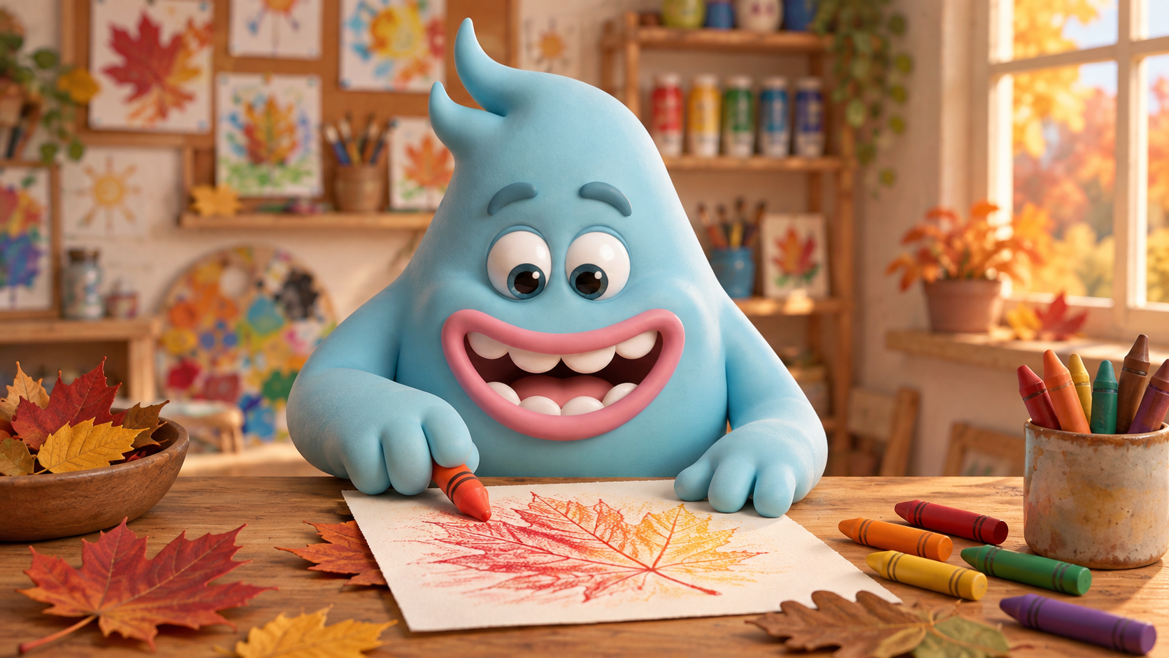 A cute monster doing The Creative Monster Guide to Fall Start